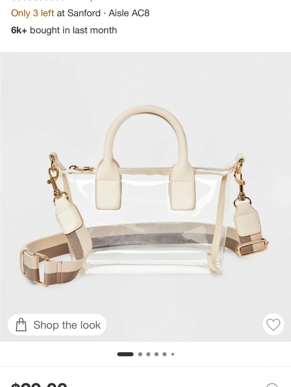 Universal Thread Clear Crossbody Bag with Cream Trim and Beige Striped Strap